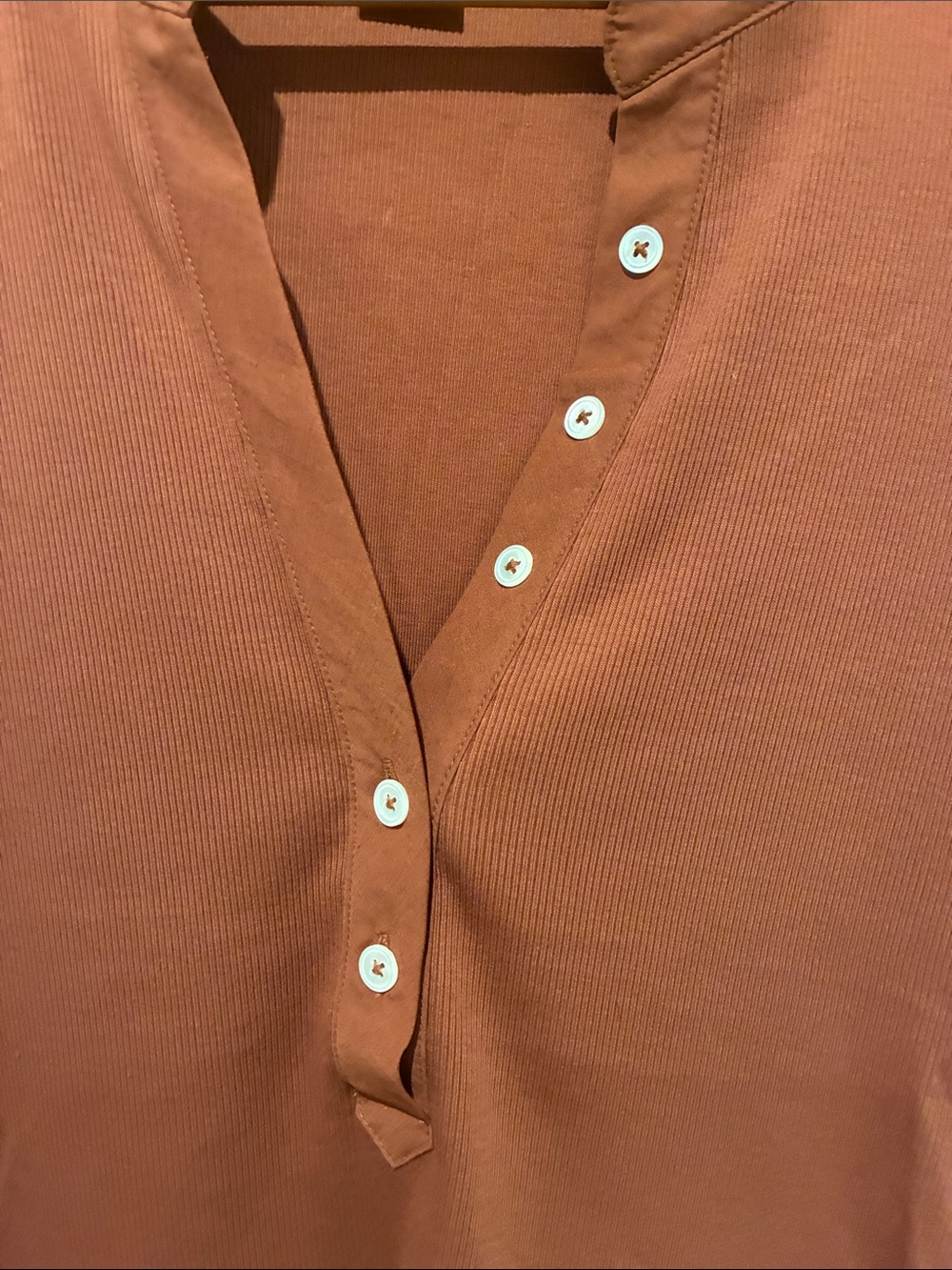 Veronica Beard Brick Red Button-Front Puff Sleeve Top - Picture 3 of 5